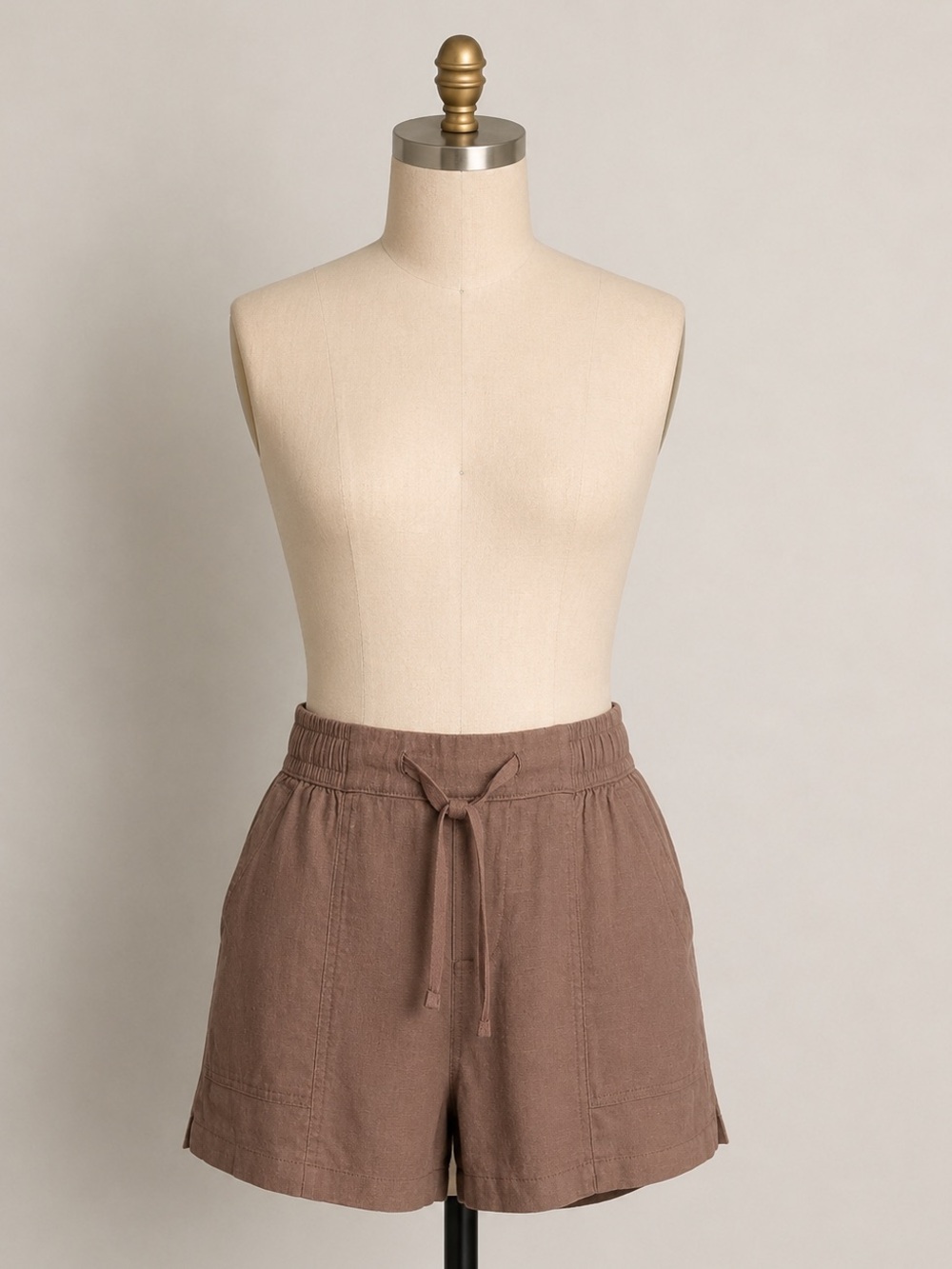 Women's Brown Linen Shorts